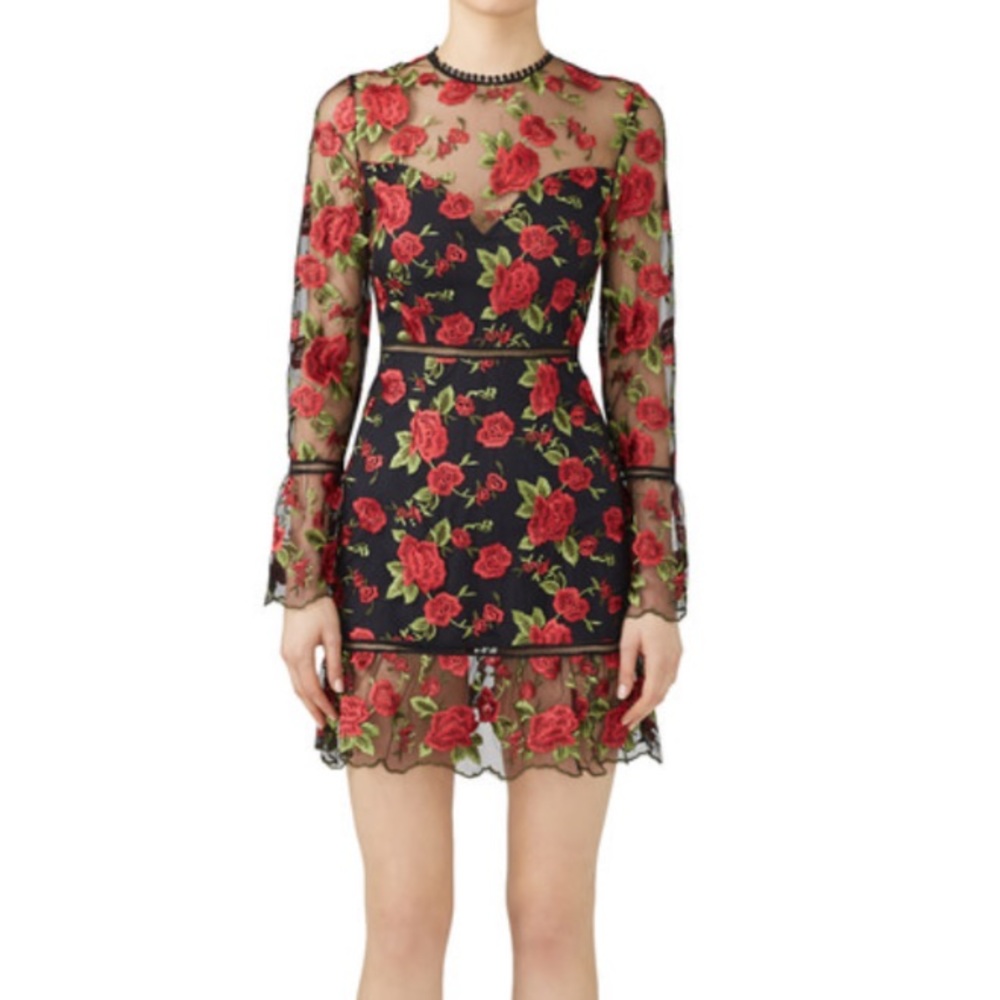 SAYLOR Black and Red Floral Mini Dress